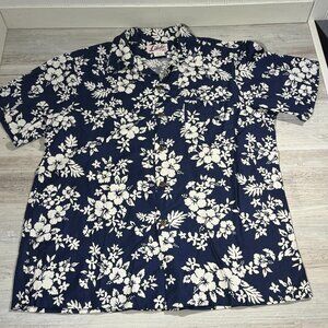 Vintage Likeke‎ Fashions Men's 2XL Hawaiian Button Up Shirt 100% Cotton Hibiscus